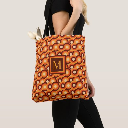 Custom Yellow Orange Brown Geometric Pattern Tote Bag