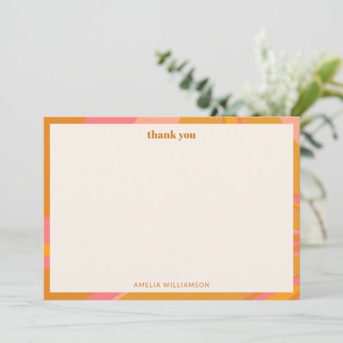 Custom Yellow Orange Pink Marble Bridal Shower Thank You Card