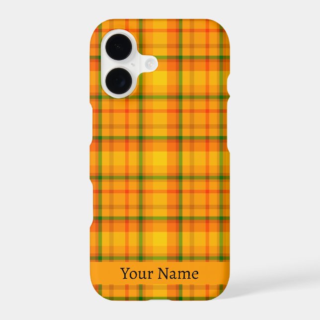 Custom Yellow Orange Retro Gingham Plaid iPhone Case (Back)