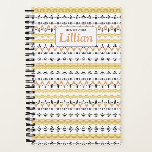 Custom Yellow Pattern Monogram Notebook