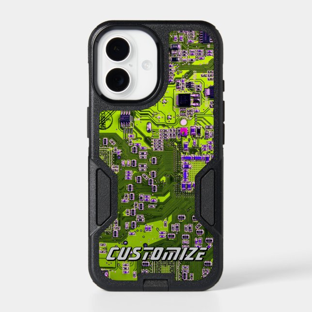 Custom Yellow PCB Circuit Board for IT Pros 2 Otterbox iPhone Case (Back)