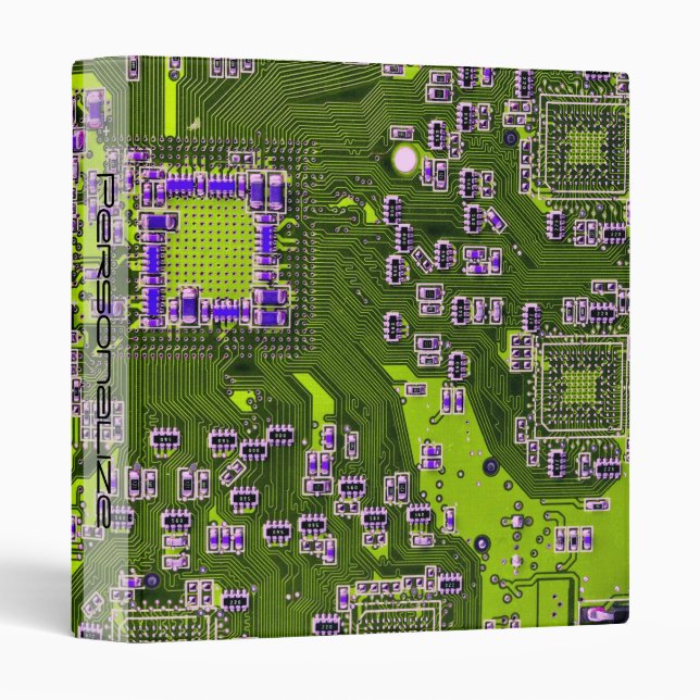 Custom Yellow PCB Circuit Board for IT Pros 3 Ring Binder (Front/Spine)