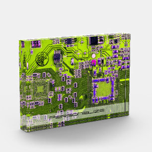 Custom Yellow PCB Circuit Board for IT Pros Acrylic Award
