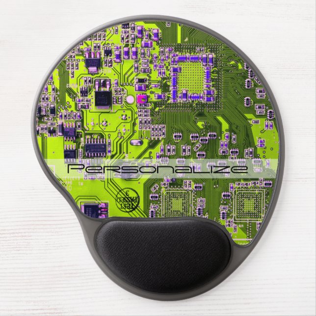 Custom Yellow PCB Circuit Board for IT Pros Gel Mouse Pad (Front)