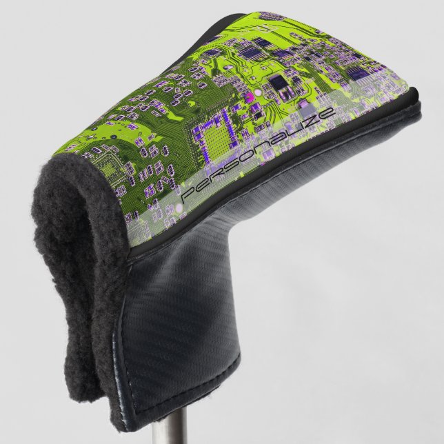 Custom Yellow PCB Circuit Board for IT Pros Golf Head Cover (3/4 Front)