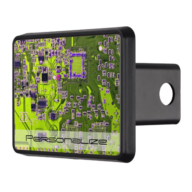 Custom Yellow PCB Circuit Board for IT Pros Hitch Cover (Left)
