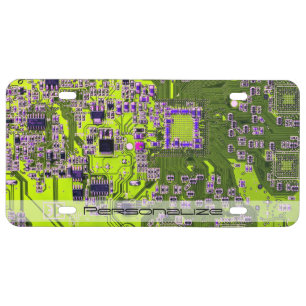 Custom Yellow PCB Circuit Board for IT Pros License Plate
