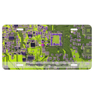 Custom Yellow PCB Circuit Board for IT Pros License Plate