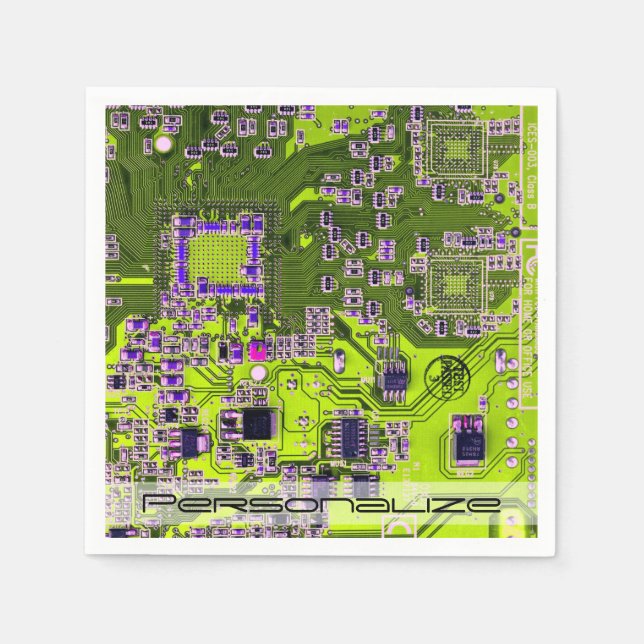 Custom Yellow PCB Circuit Board for IT Pros Napkins (Front)