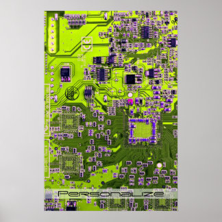Custom Yellow PCB Circuit Board for IT Pros Poster