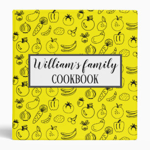 Custom Yellow Personalized Family Recipe Cookbook 3 Ring Binder