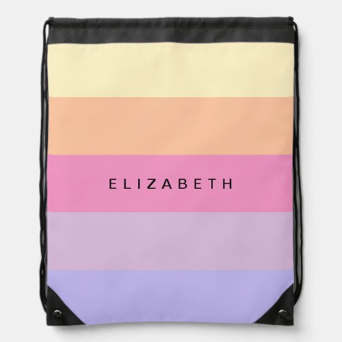 Custom Yellow Pink Blue Purple Colorful Names Drawstring Bag