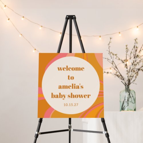 Custom Yellow Pink Marble Baby Shower Welcome Sign