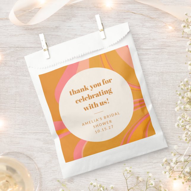 Custom Yellow Pink Marble Bridal Shower Thank You Favor Bag (Clipped)