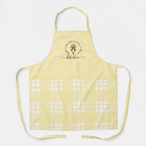 Custom Yellow Plaid Kitchen Whisk  Pastry Bag Apron