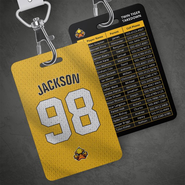 Custom Yellow Player Team Roster Card Sport Badge (Creator Uploaded)