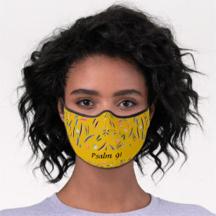 Custom Yellow PSALM 91 Christian  Premium Face Mask