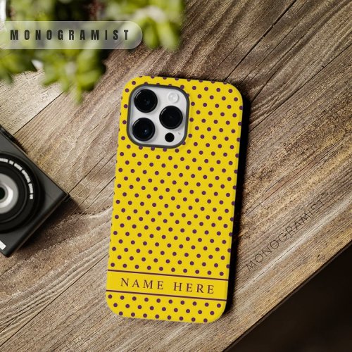 Custom Yellow Purple Polka Dot Design  Case_Mate iPhone 14 Pro Max Case