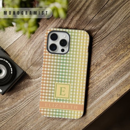 Custom Yellow Red Green Checkered Pattern iPhone 15 Pro Max Case