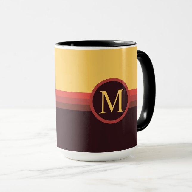 Custom Yellow Red Maroon Black Color Block Mug (Front Right)