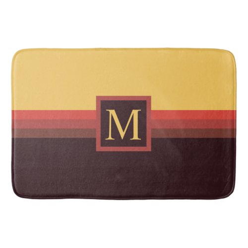 Custom Yellow Red Maroon Brown Color Block Bath Mat