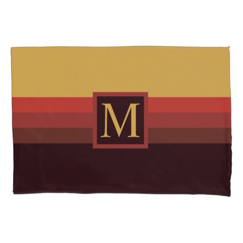 Custom Yellow Red Maroon Brown Color Block Pillow Case