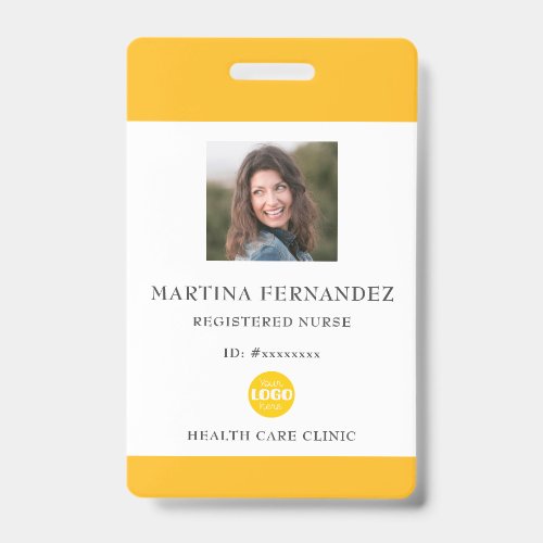 Custom Yellow Registered Nurse Photo ID Badge
