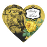 Custom Yellow Roses Heart Stickers
