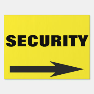 Custom Yellow Security Road Sign with arrow