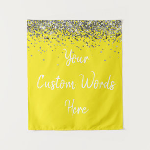 Custom Yellow & Silver Birthday Party Photo Booth Tapestry