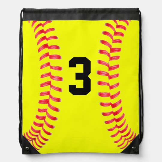 Custom Yellow Softball Drawstring Bag With Numbers Zazzle Custom Yellow Softball Drawstring Bag With Numbers
