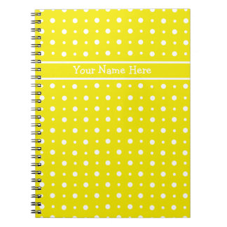 Custom Yellow Spiral Notebook, White Polka Dots Notebook