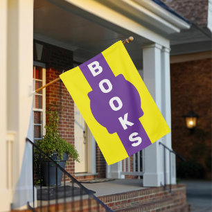 Custom Yellow Stripe Vertical BOOKS Shop House Flag