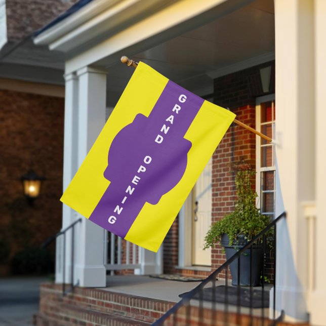 Custom Yellow Stripe Vertical GRAND OPENING House Flag (Creator Uploaded)