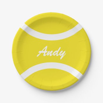 Custom Yellow Tennis Ball Bbq Party Paper Plates by imagewear at Zazzle