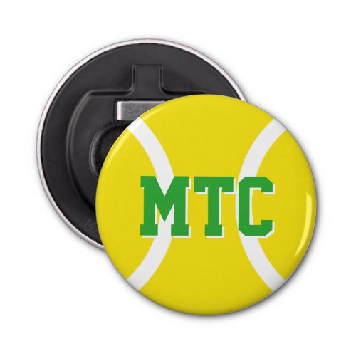 Custom yellow tennis ball bottle opener magnet