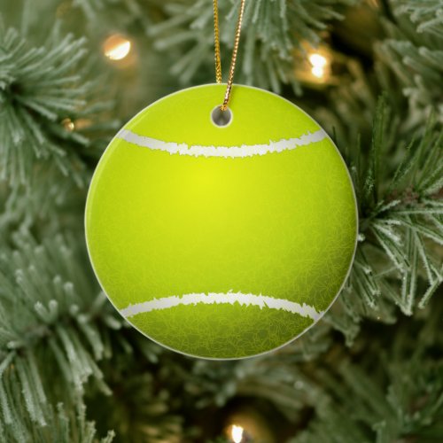 Custom Yellow Tennis Ball Ceramic Ornament