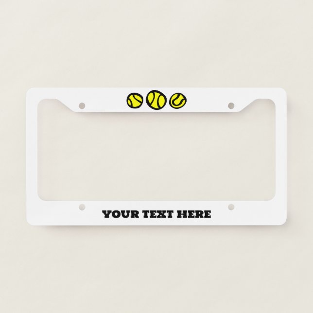 Custom yellow tennis balls license plate frame  (Front)