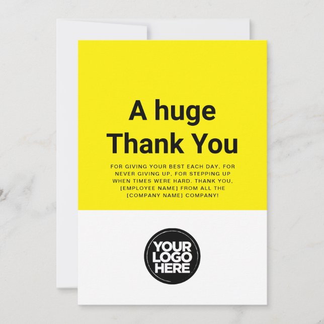 Custom Yellow Thank You Employee Appreciation Card (Front)