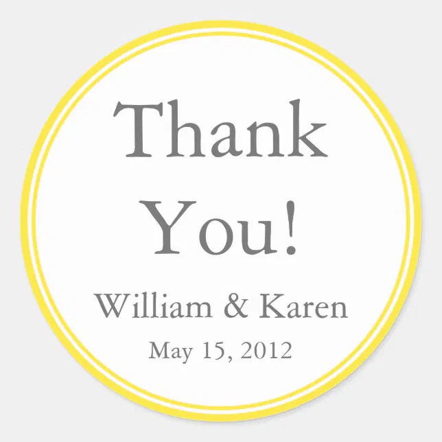 Custom Yellow Thank You Stickers And Favor Labels | Zazzle