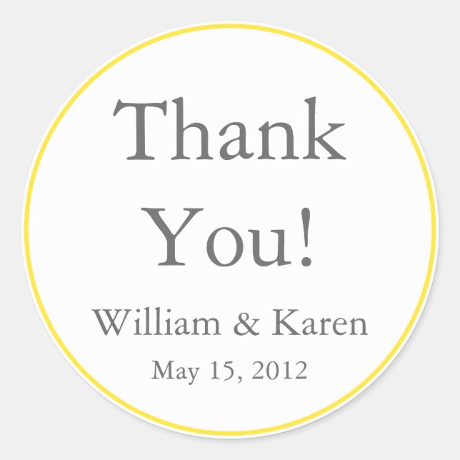 Custom Yellow Thank You Stickers and Favor Labels (Front)