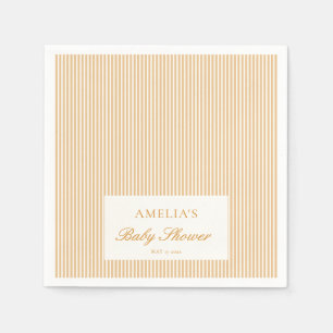 Custom Yellow Ticking Stripe Preppy Baby Shower Napkins
