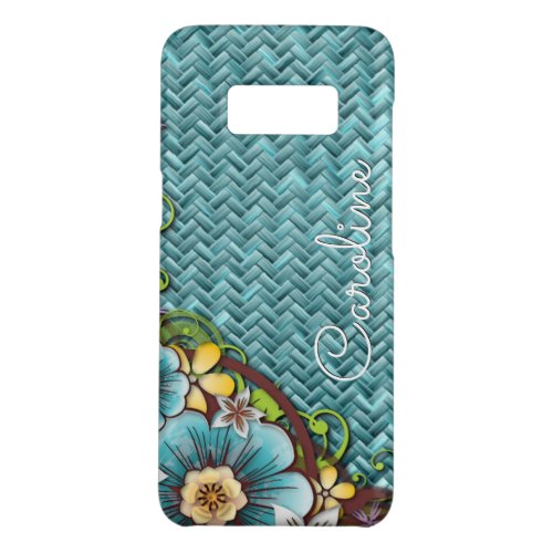 Custom Yellow Turquoise Summer Floral Weave Motif Case_Mate Samsung Galaxy S8 Case