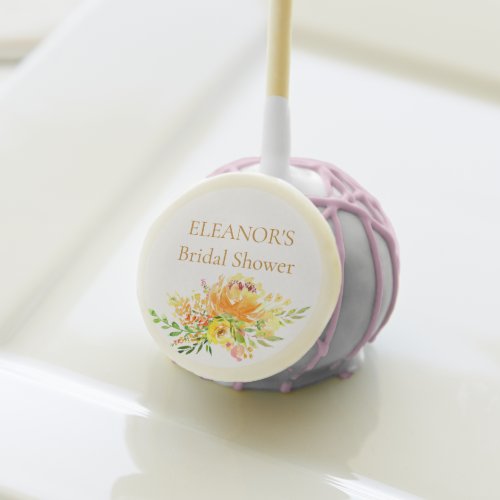 Custom Yellow Watercolor Floral Bridal Shower  Cake Pops