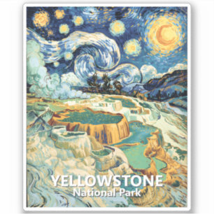 Custom Yellowstone Mammoth Hot Springs Van Gogh Sticker