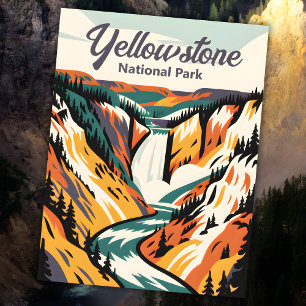 Custom Yellowstone National Park Lower Falls Retro Postcard