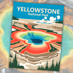Custom Yellowstone National Park WPA Retro Travel Postcard
