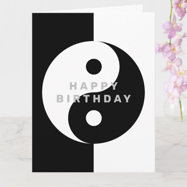 Custom Yin Yang symbol Birthday greeting card (Orchid)