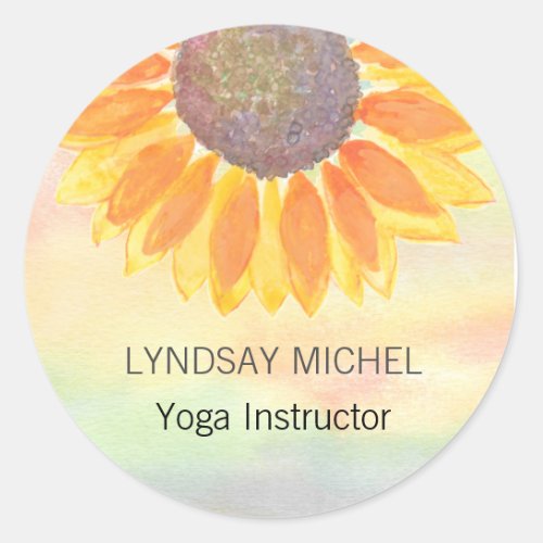 Custom Yoga Instructor Sunflower Classic Round Sticker