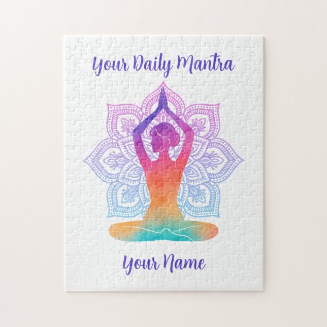 Custom Yoga Jigsaw Puzzle with Name & Mantra (Vertical)
